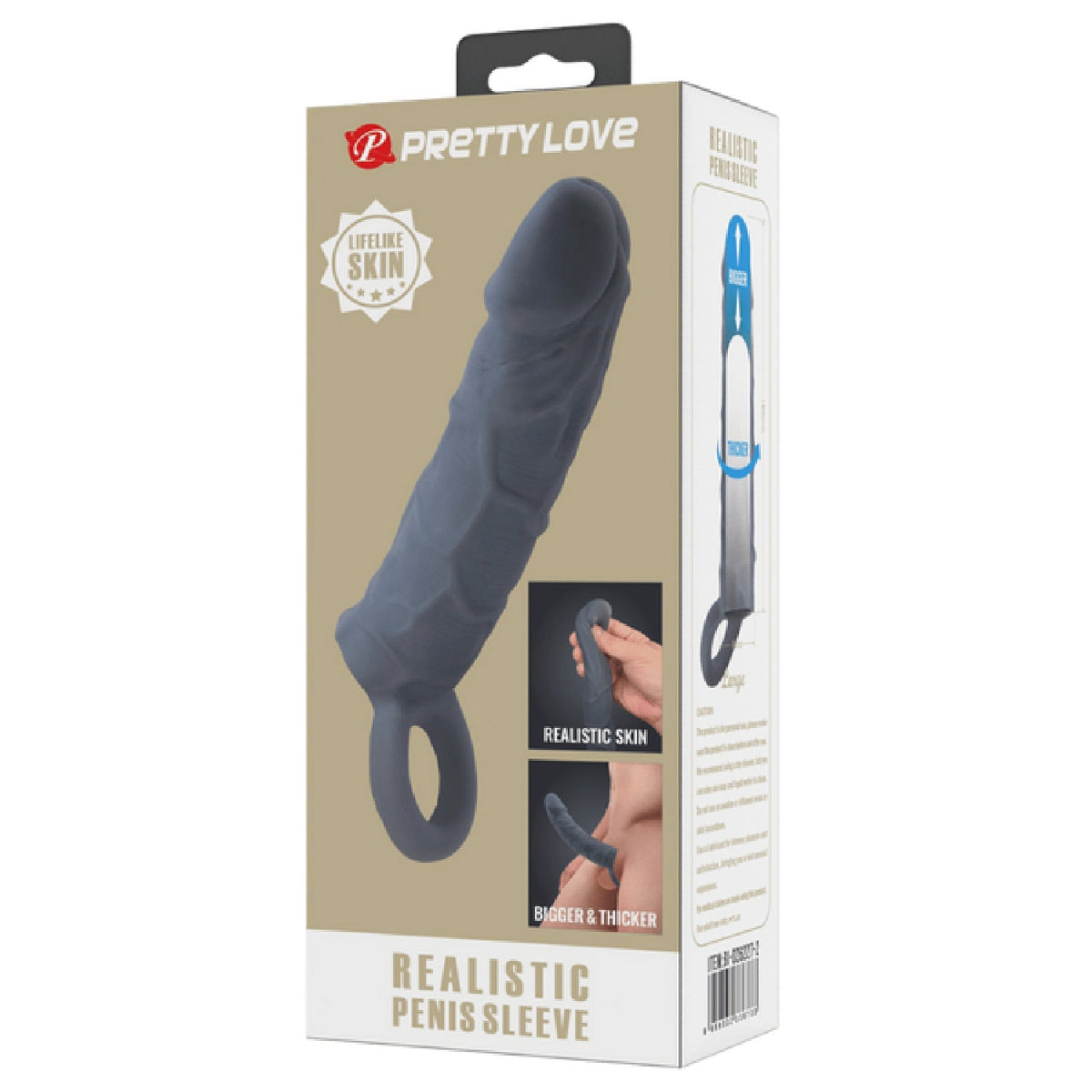Realistic Spearhead Veiny Penis Sleeve – Enlargement Sleeve with Strap > Sex Toys For Men > Penis Sleeves - Tophatter Daily Deals