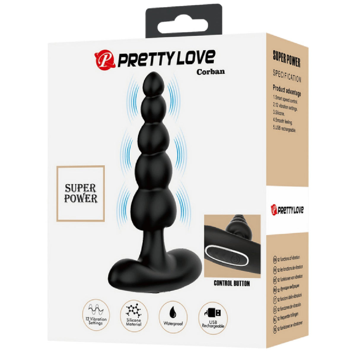 Corban Rechargeable Butt Plug – Flexible Graduated Anal Beads Sex Toy > Anal Range > Vibrating Butt Plugs - Tophatter Daily Deals