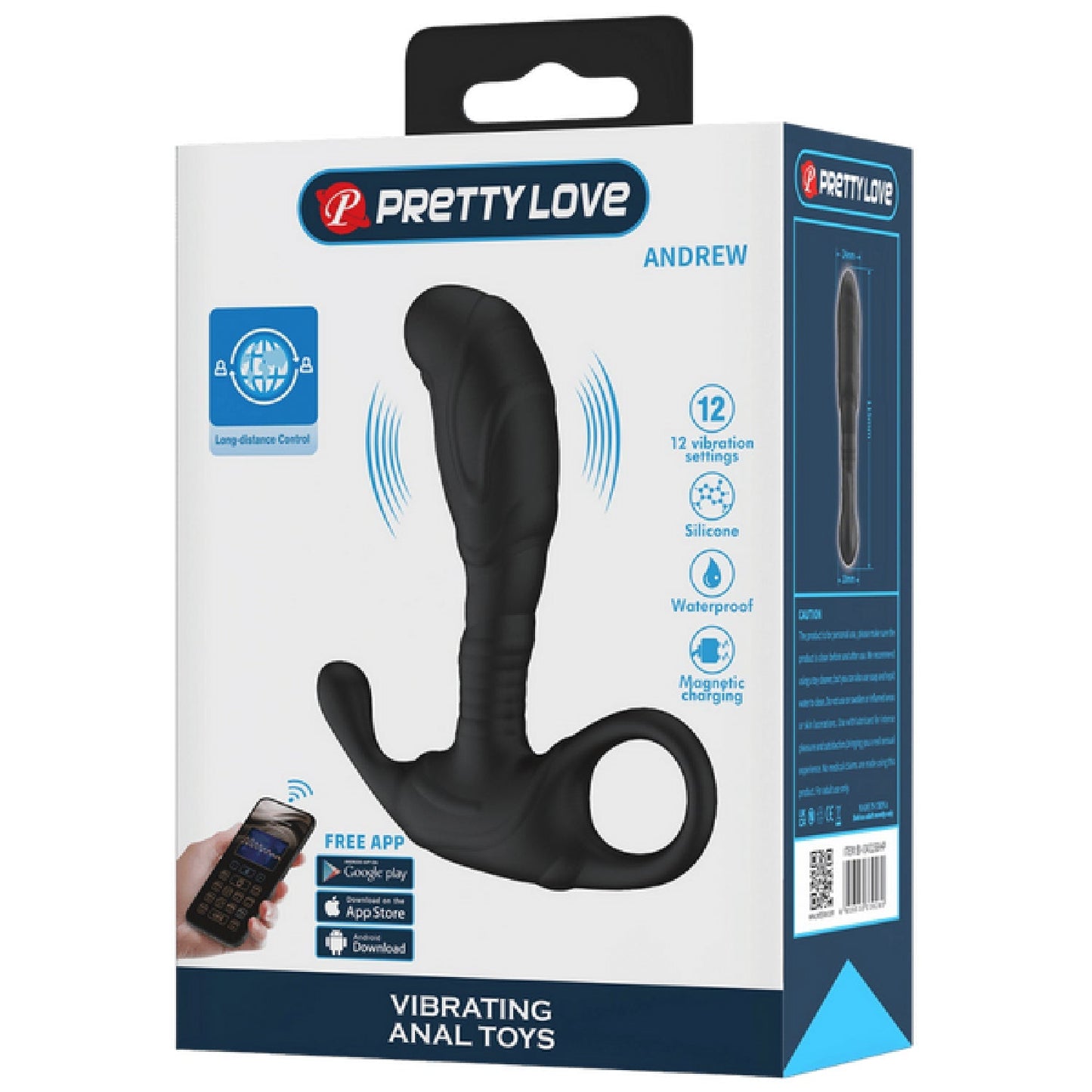 Andrew Prostate Probe – App-Controlled, 12-Mode, Wearable With Retrieval Tail Prostate Vibrator > Anal Range > Prostate Plugs - Tophatter Daily Deals