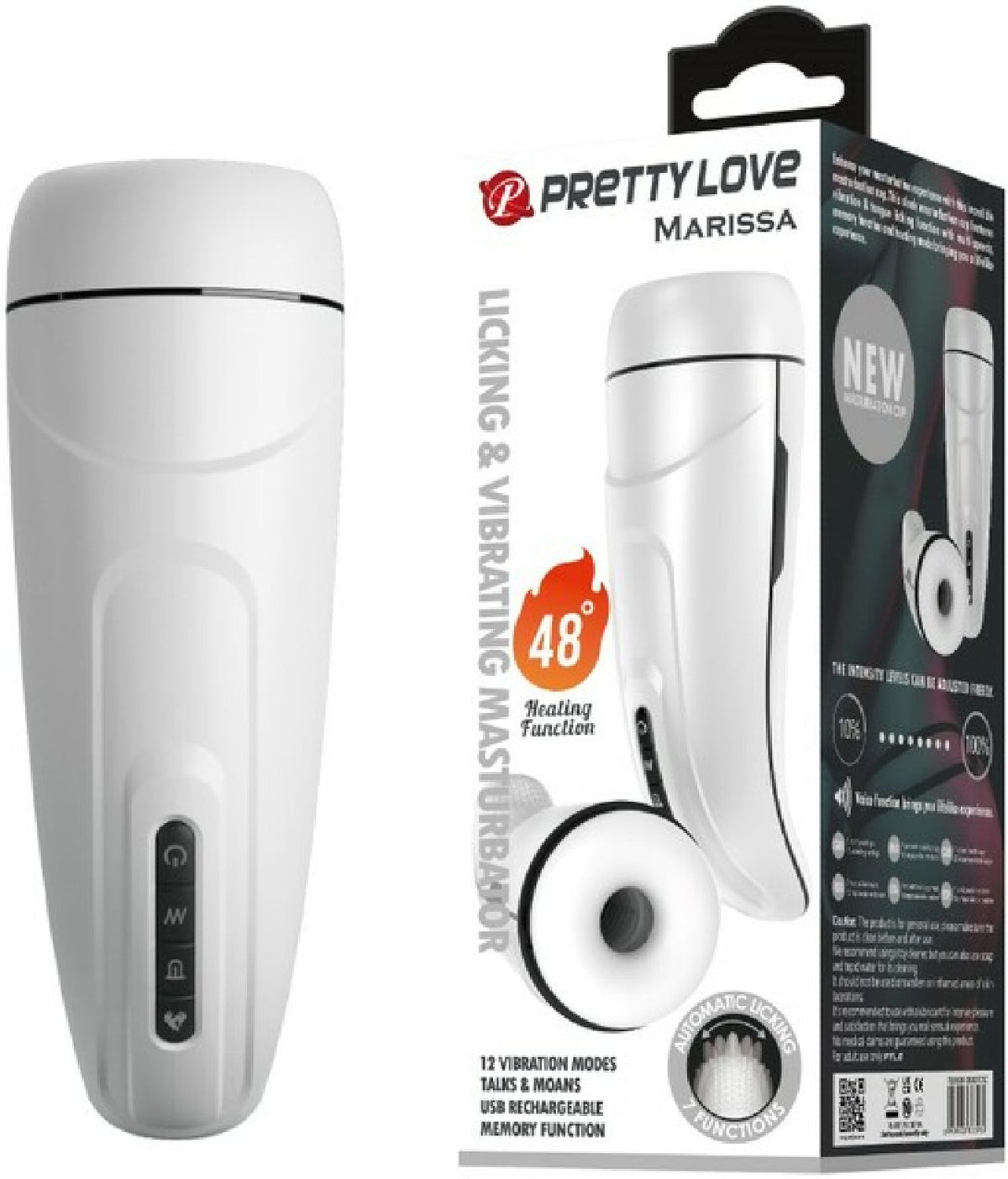 Pretty Love Marissa – Rechargeable Licking and Vibrating Masturbator with 7 Patterns and 12 Intensity Levels > Sex Toys For Men > Masturbators Premium - Tophatter Daily Deals