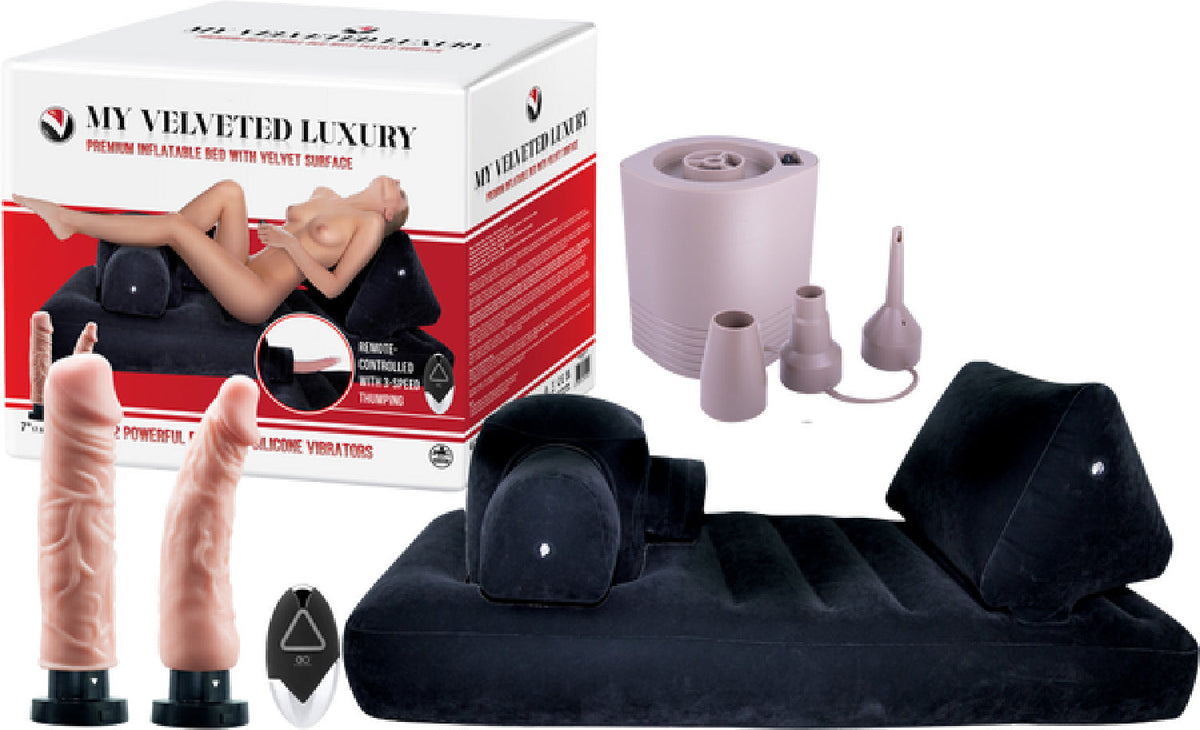 Premium Inflatable Bed with Velvet Surface and 2 Silicone Vibrators – Remote-Controlled Bed Set > Sex Toys > Sex Positioners - Tophatter Daily Deals