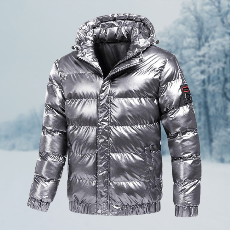 Windproof Men’s Puffer Jacket – Quilted Insulated Shell Silver - Tophatter Daily Deals