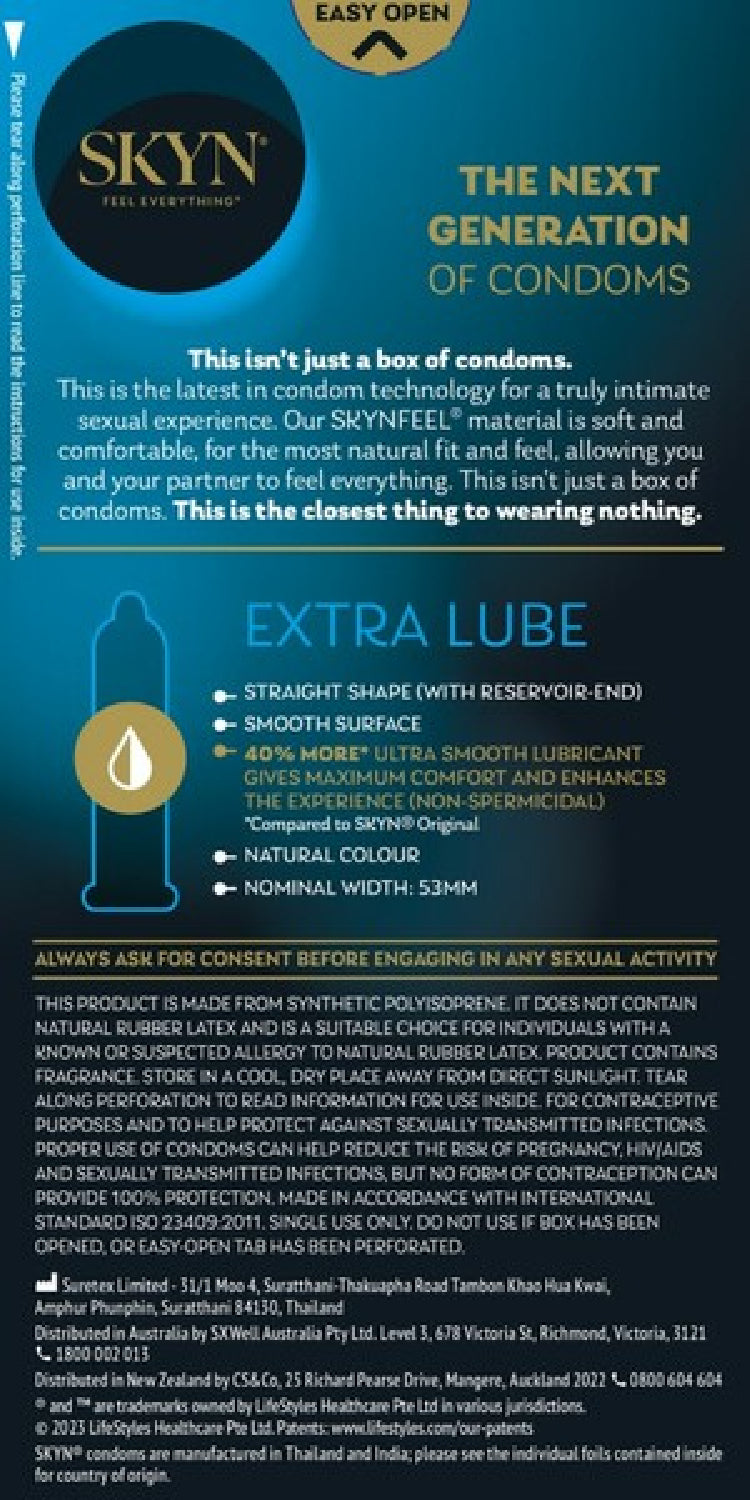 Skyn Extra Lubricated Condoms – Ultra Smooth Long-Lasting 10 Pack > Essentials > Condoms - Tophatter Daily Deals