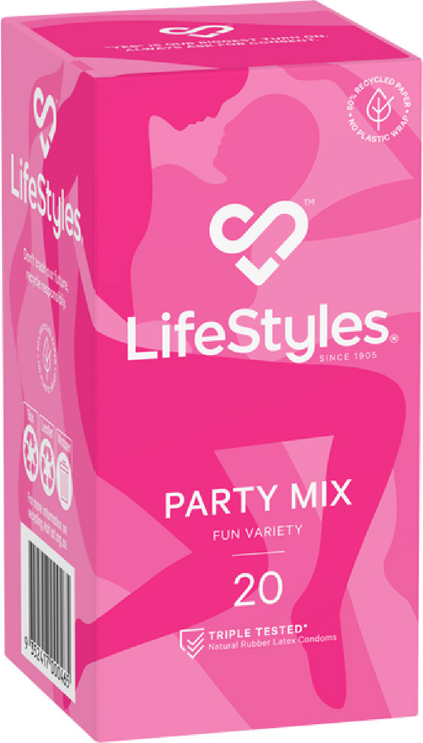 LifeStyles Party Mix – Assorted Flavoured Textured Condoms 53mm 20 Pack > Essentials > Condoms - Tophatter Daily Deals