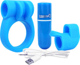 Charged Combo Kit 1 – Body-Safe Silicone Cock Ring and Fingertip Sleeve Kit > Sex Toys > Couples Toys - Tophatter Daily Deals