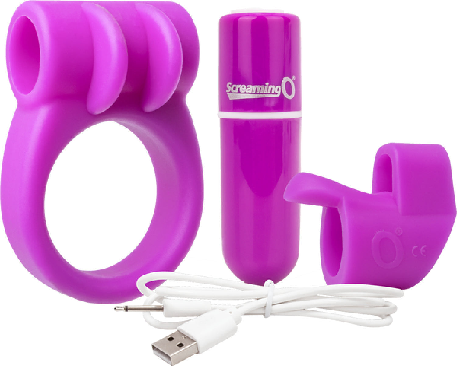 Charged Combo Kit 1 – Body-Safe Silicone Cock Ring and Fingertip Sleeve Kit > Sex Toys > Couples Toys - Tophatter Daily Deals