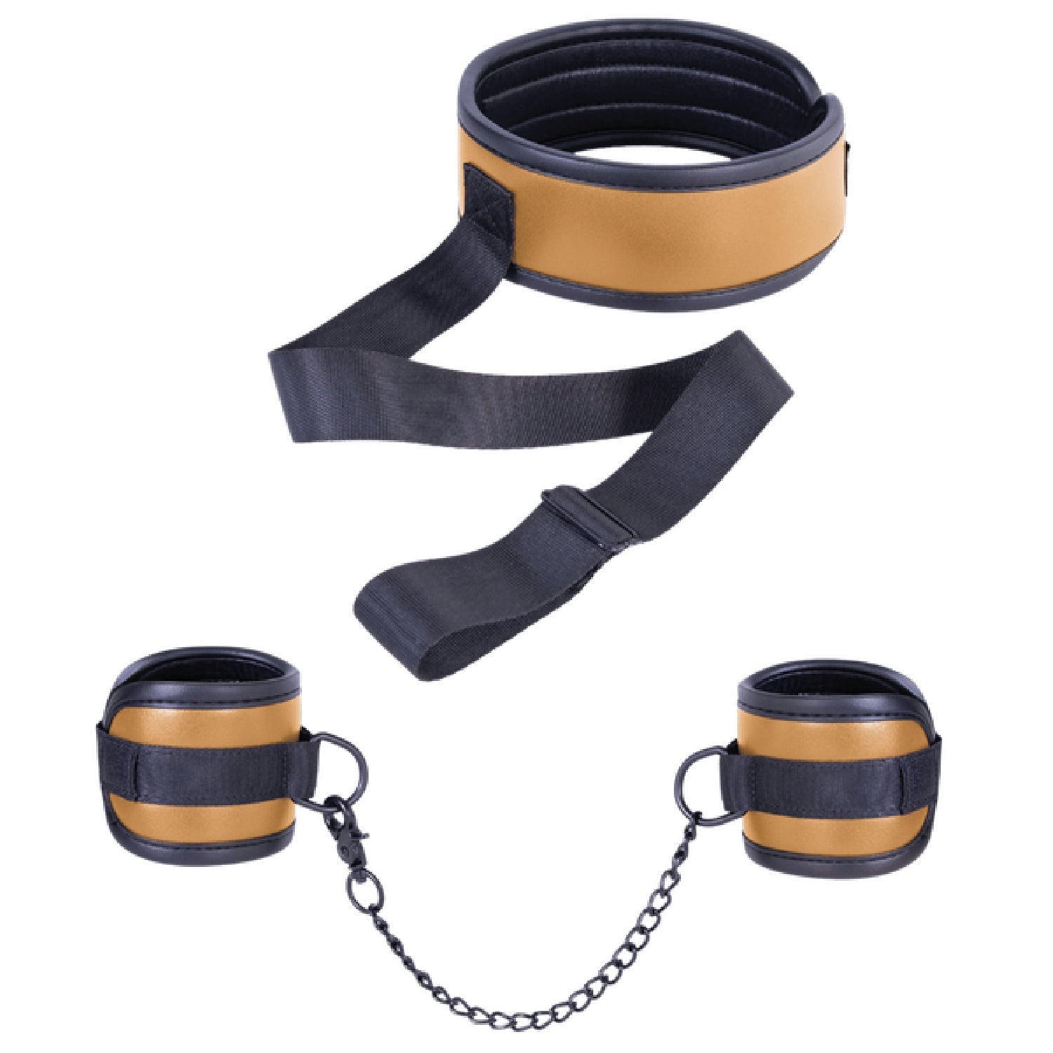 Adjustable Brown Collar with Handcuffs – Velcro Lock, Webbing Strap, 22.4cm Chain > Bondage Gear > Restraints - Tophatter Daily Deals