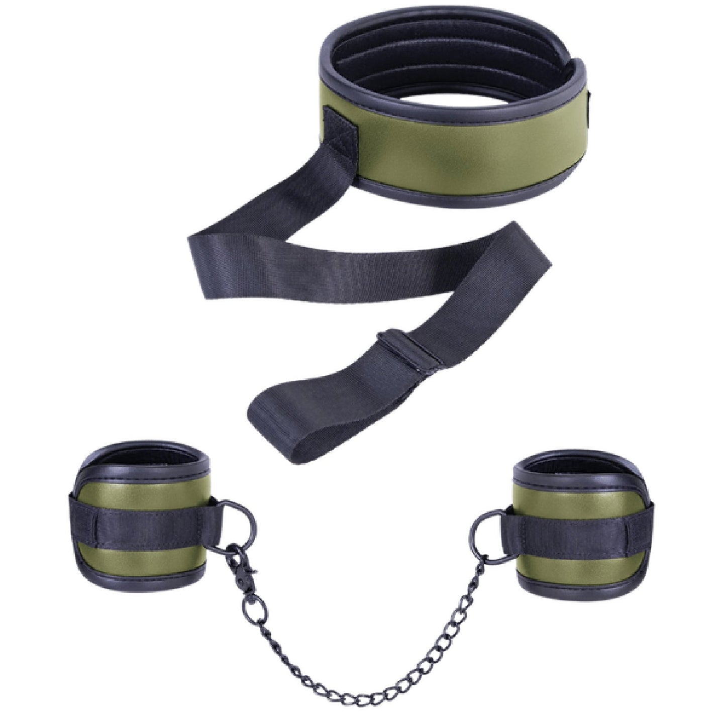 Adjustable Brown Collar with Handcuffs – Velcro Lock, Webbing Strap, 22.4cm Chain > Bondage Gear > Restraints - Tophatter Daily Deals
