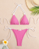 ⚡Flash Sale-Halter Neck Tie Plaid Bikini Set Avidlove-Swimsuit - Tophatter Daily Deals