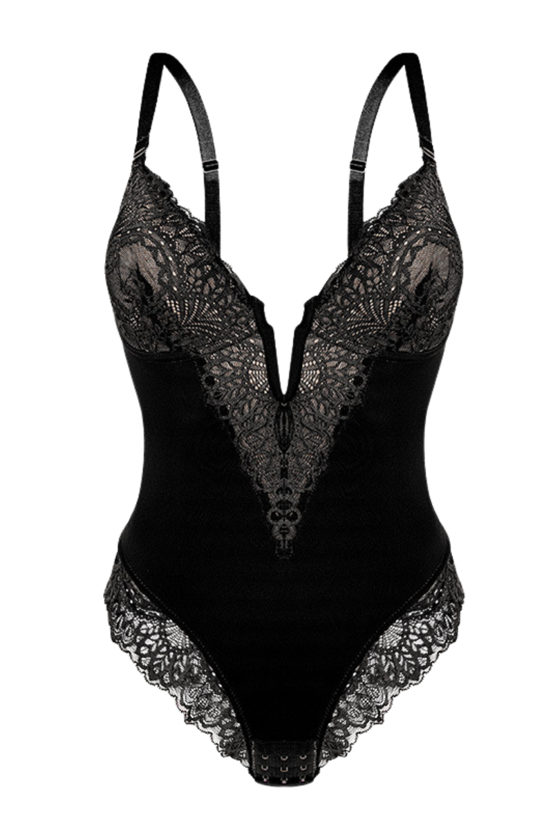 Revenge Body Deep-V Neck Bodysuit Black Bodysuit - Tophatter Daily Deals