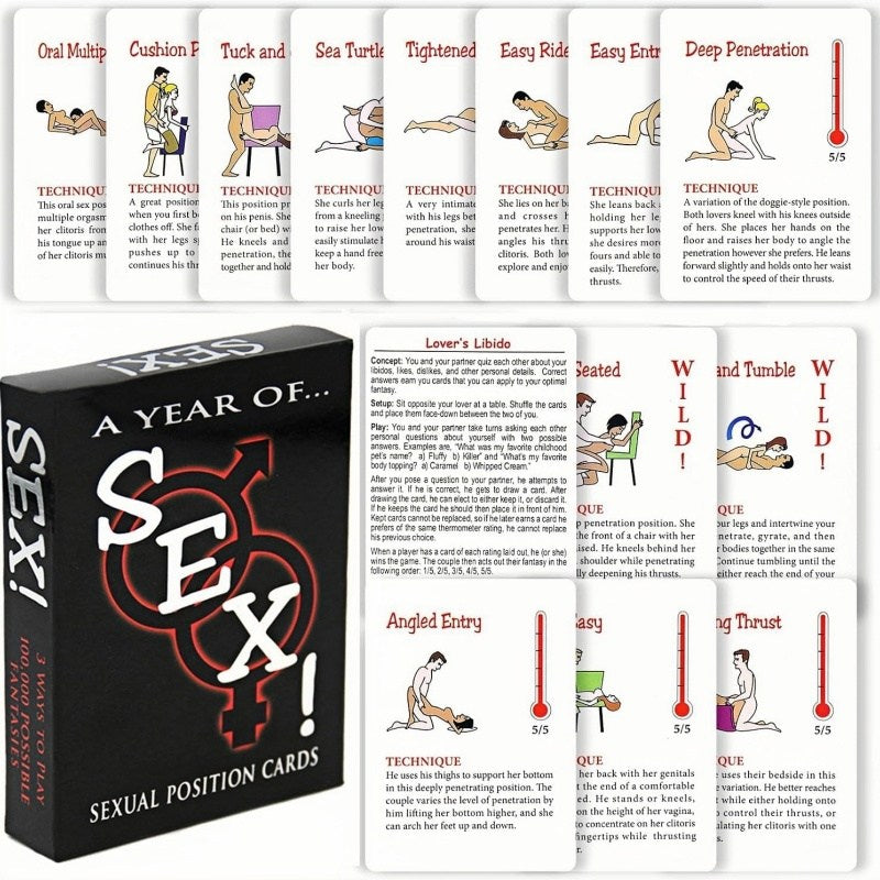 Acmejoy- Sex Game Position Cards Bedroom Battle Cards Date-Night Fun Couple Poker Games Improve Relationship Black Lube & Essential - Tophatter Daily Deals