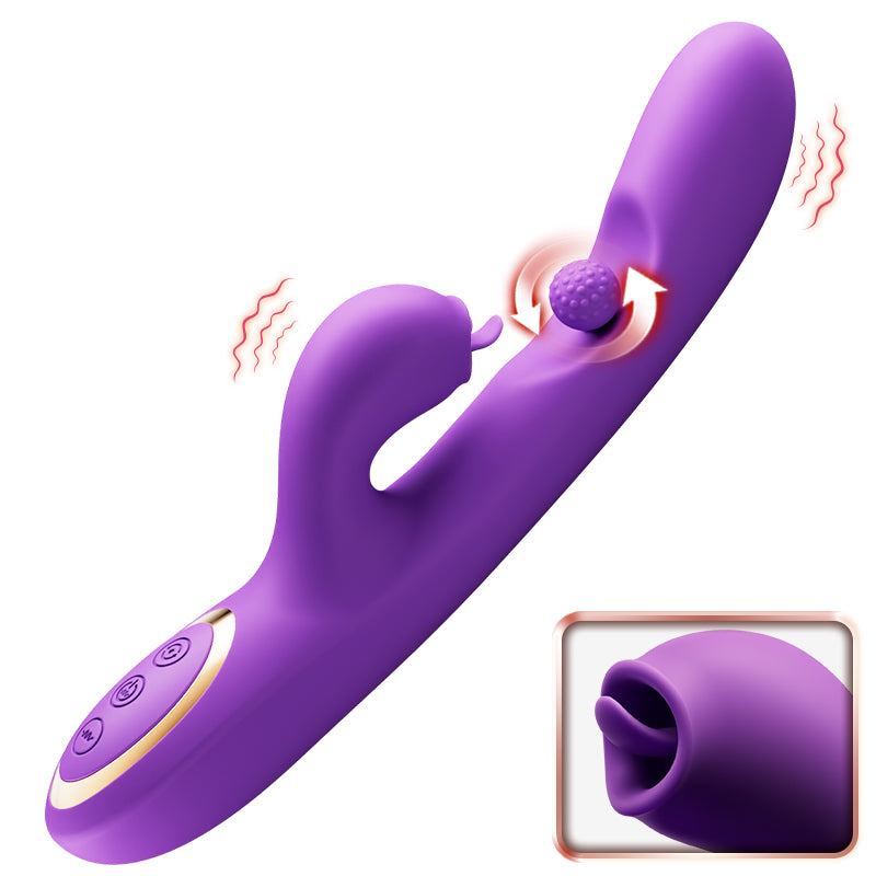 Acmejoy - Tongue Licking Clitoral Stimulator Vibrator With 360° Rotation Rubbing Ball PURPLE Vibrators - Tophatter Daily Deals
