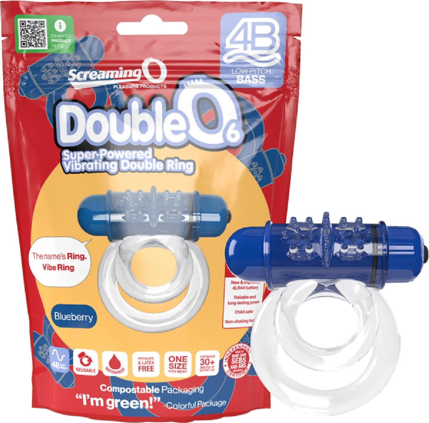 Double O 6 4B Low Pitch Bass (Blueberry) > Cock Ring > Vibrating - Tophatter Daily Deals