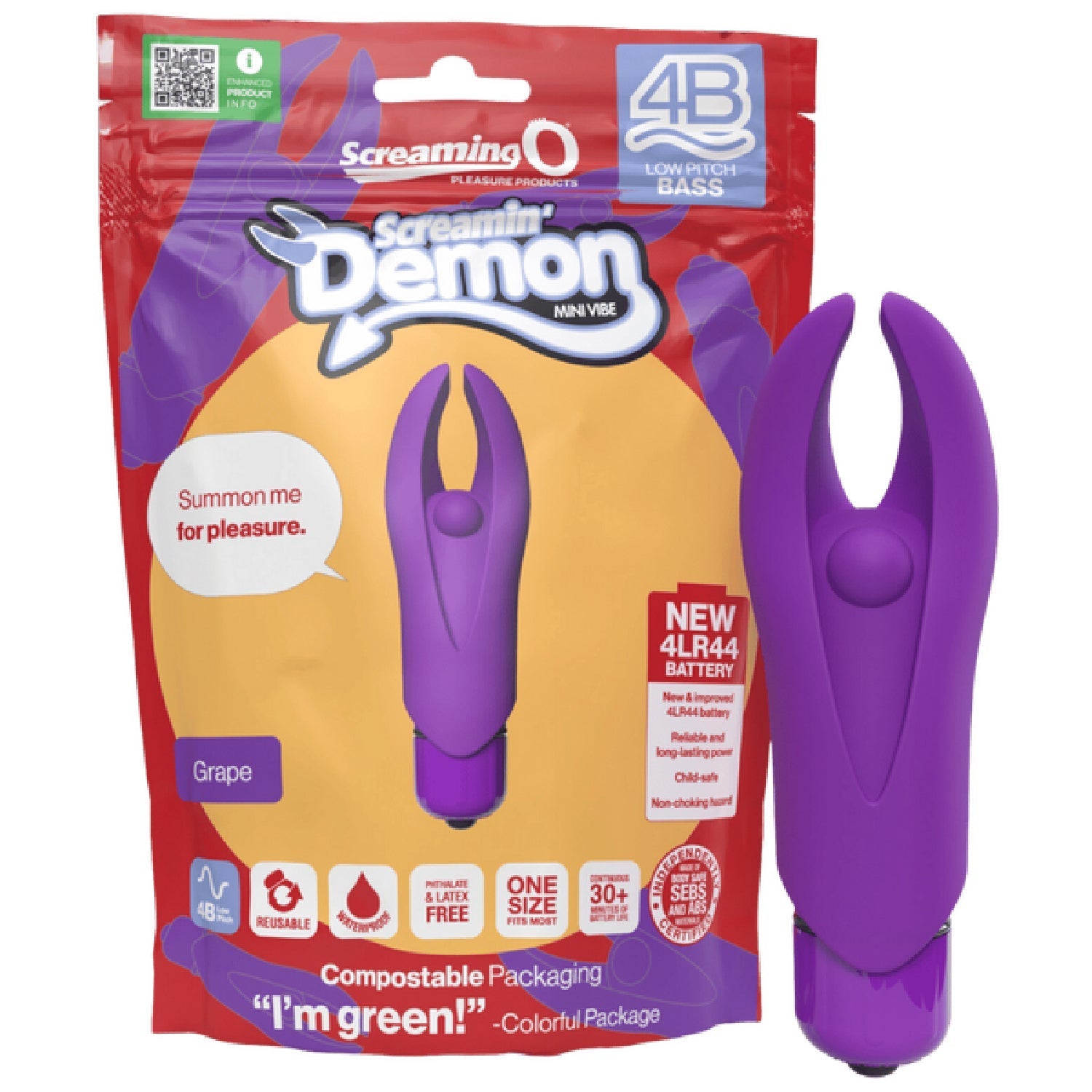 Demon 4B Low Pitch Bass – Deep-Rumbling 5-Speed Vibrator with Silicone Horns > Vibrators > Mini Vibrators - Tophatter Daily Deals
