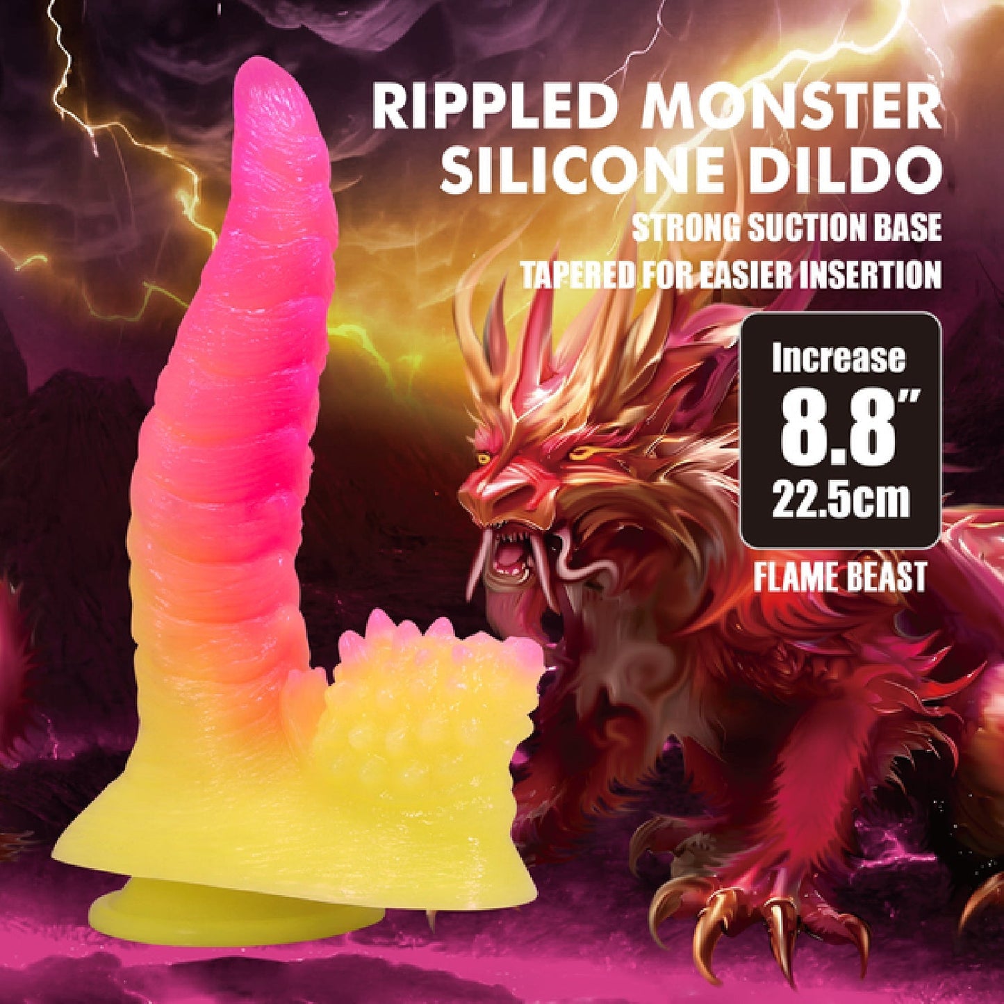 Flame Beast 8.8 Inch Silicone Dildo – Body-Safe Suction Base Dildo > Dildos > Fantasy - Tophatter Daily Deals
