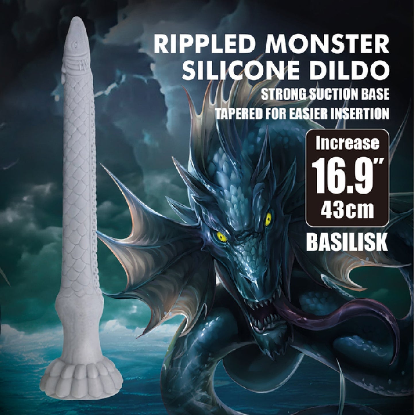 Basilisk Rippled Monster – 16.9 Inch Silicone Dildo > Dildos > Fantasy - Tophatter Daily Deals