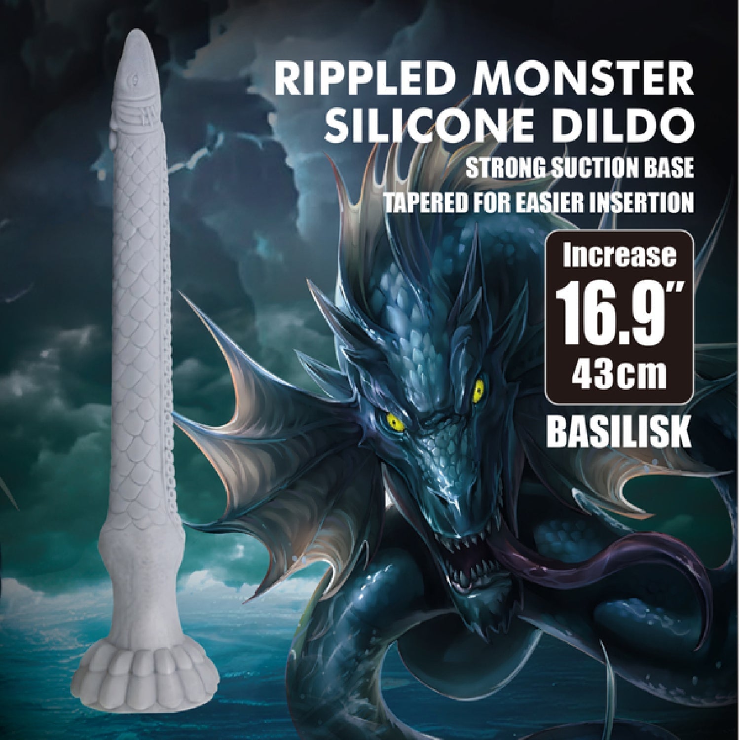 Basilisk Rippled Monster – 16.9 Inch Silicone Dildo > Dildos > Fantasy - Tophatter Daily Deals