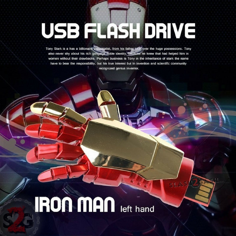 Iron Man USB Flash Drive 2.0 Moveable Hand w/ LED Light 16gb Memory Stick 16GB 2.0 Left Hand USB Flash Drive - Tophatter Daily Deals