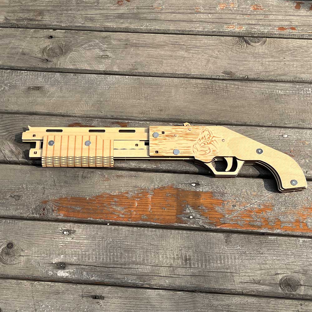 Wooden Mossberg Shotgun Rubber Band Gun Model Kit - Tophatter Daily Deals