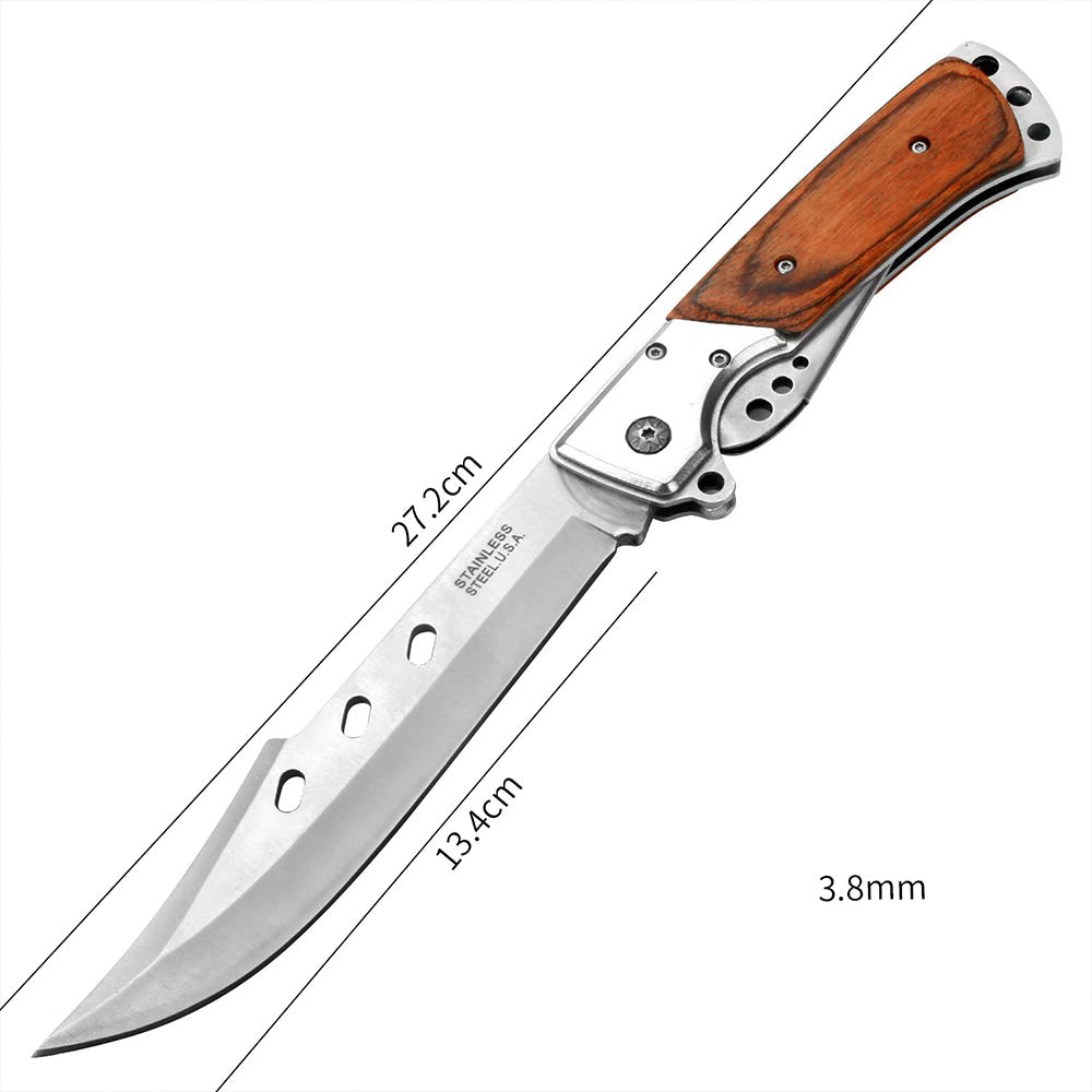 Colorful Wooden Handle Bowie Folding Knife - Tophatter Daily Deals