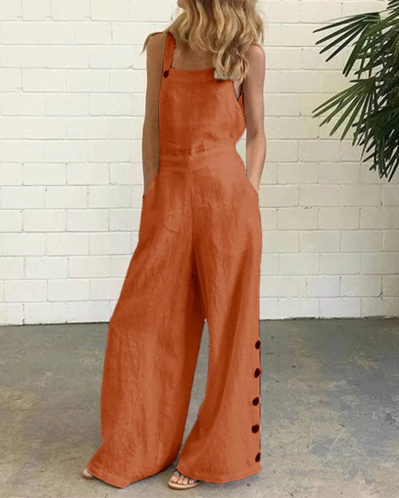 Wide Leg Bib Pants Rompers Orange Jumpsuits & Rompers - Tophatter Daily Deals
