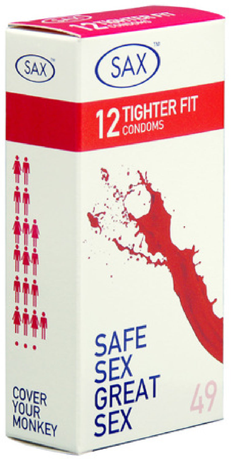 Sax Tighter Fit 12 Pack – Small Size 49mm Nominal Width Latex Condoms > Essentials > Condoms - Tophatter Daily Deals