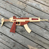 Solid Beech Wood MP5 SMG Replica Rubber Band Gun Model Kit - Tophatter Daily Deals