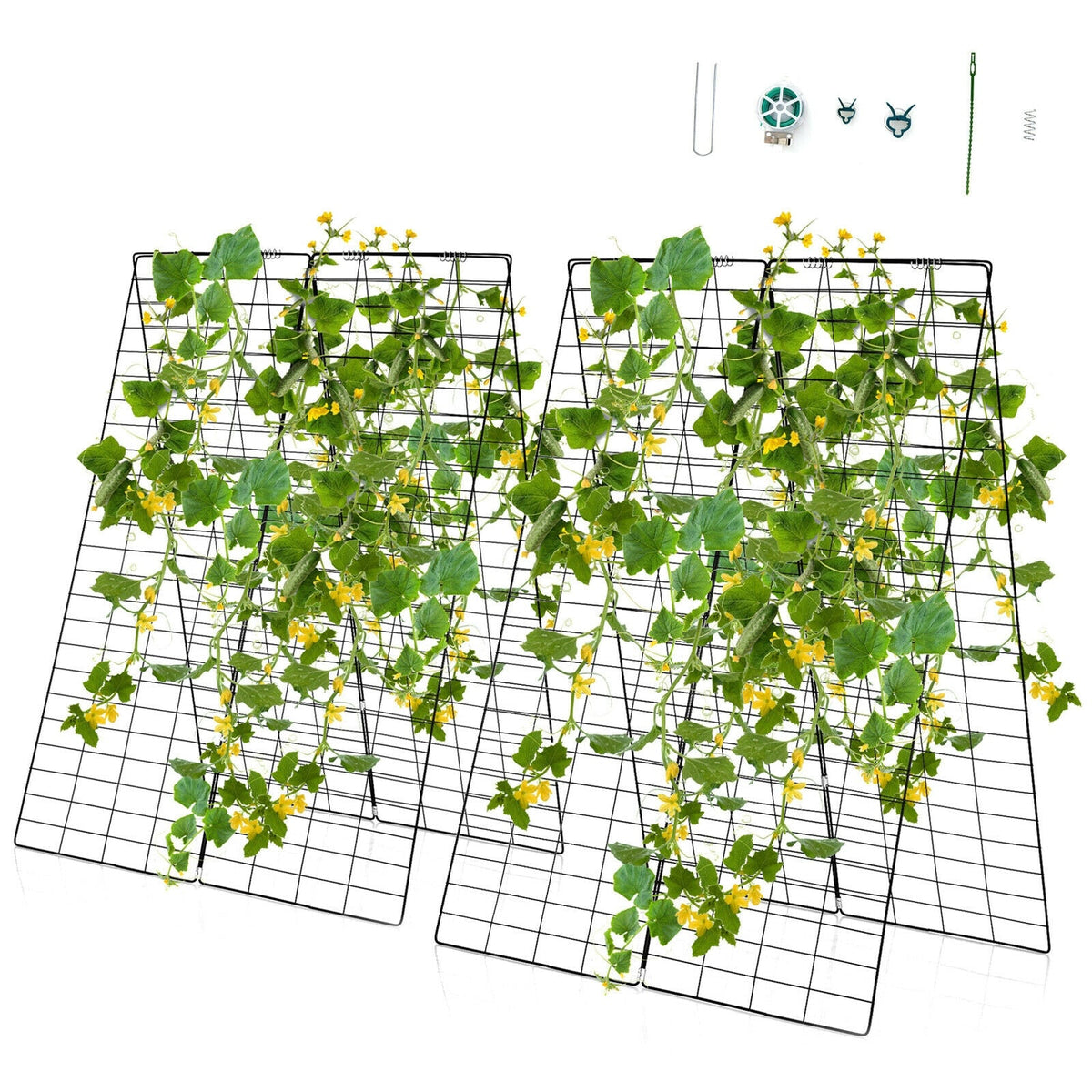 2 Pieces Foldable A-Frame Trellis Plant Supports with Twist Ties Garden & Patio - Tophatter Daily Deals