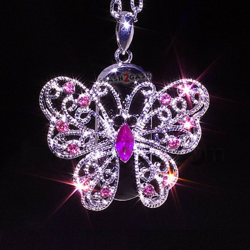 Crystal Diamond Butterfly USB Flash Drive 2.0 Necklace Charm 16 GB USB Flash Drive - Tophatter Daily Deals