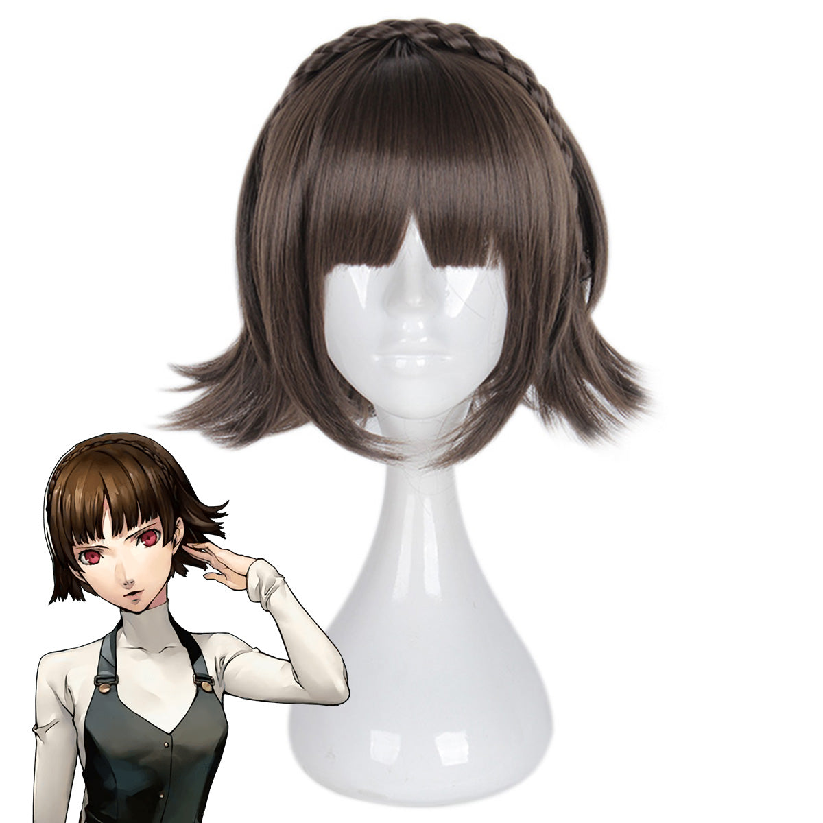 Persona 5 Makoto Niijima Brown Cosplay Wig - B Edition Wig - Tophatter Daily Deals