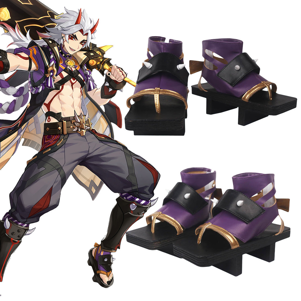 Genshin Impact Arataki Itto Purple Cosplay Shoes Shoes/Boots - Tophatter Daily Deals