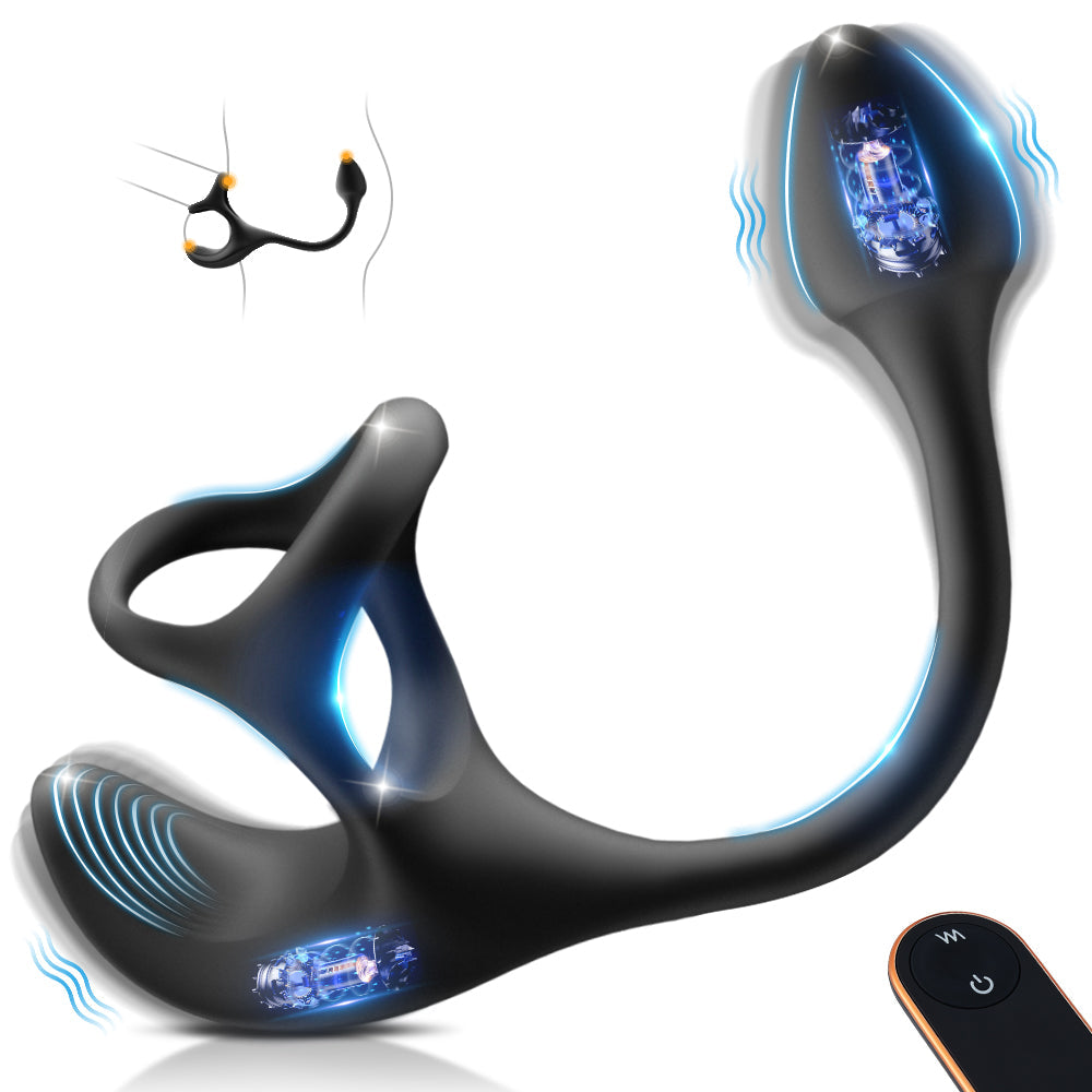 Zenith - Vibrating Anal Plug with Penis Rings Black Penis Rings - Tophatter Daily Deals