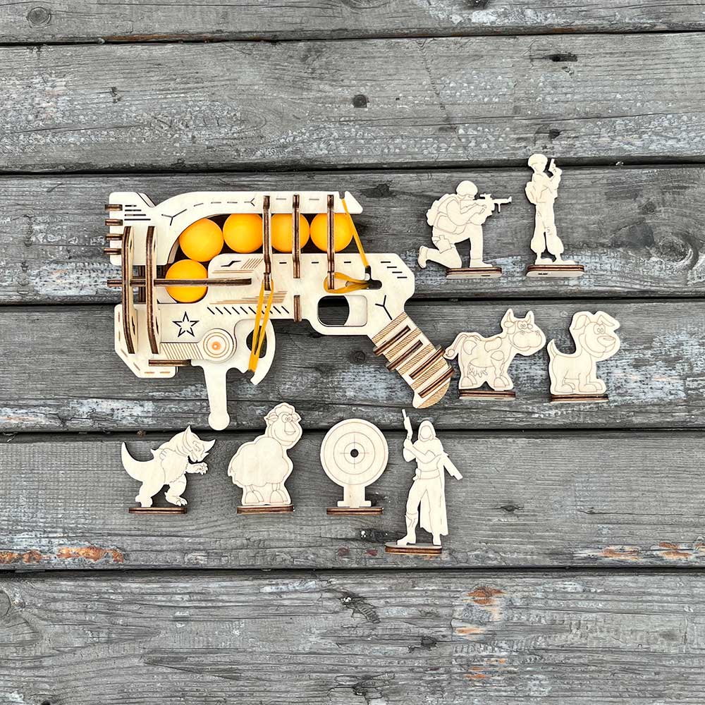 Ranger Ping Pong Ball Shooter Wooden Rubber Band Gun Model Kit - Tophatter Daily Deals