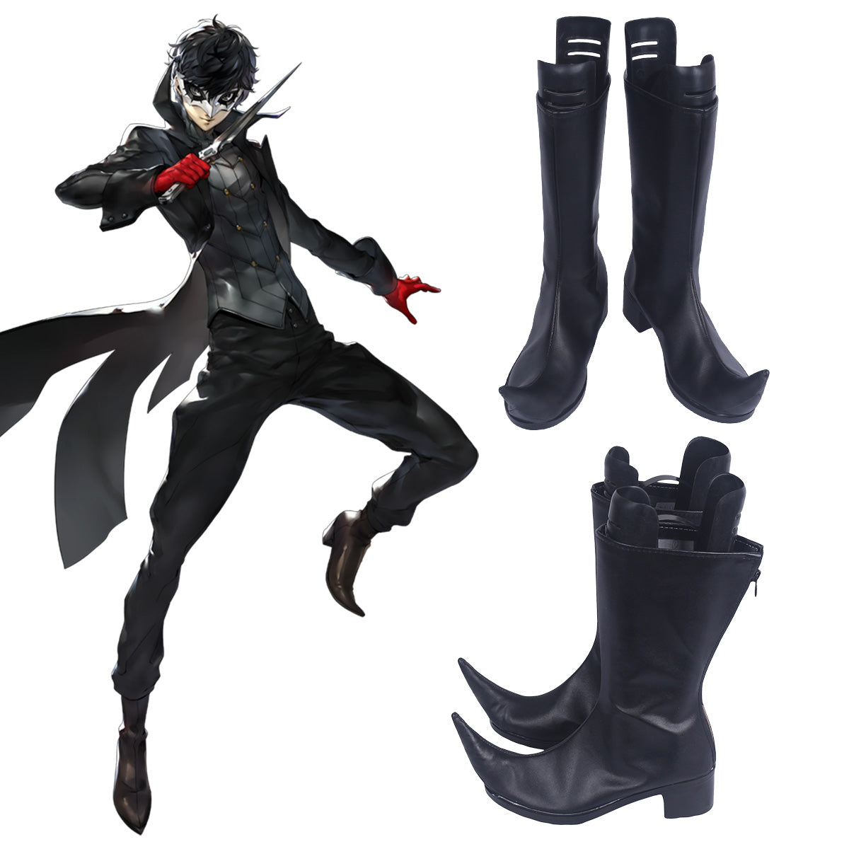 Persona 5 Joker Protagonist Akira Kurusu Ren Amamiya Black Shoes Cosplay Boots - A Edition Shoes/Boots - Tophatter Daily Deals