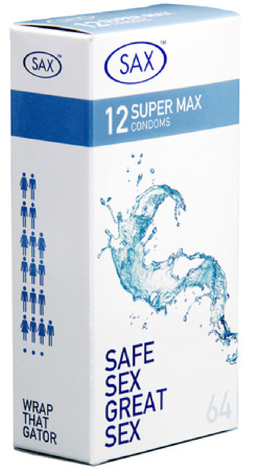 Sax Super Max Fit 12 Pack – 64mm Latex Condoms Pack of 12 > Essentials > Condoms - Tophatter Daily Deals