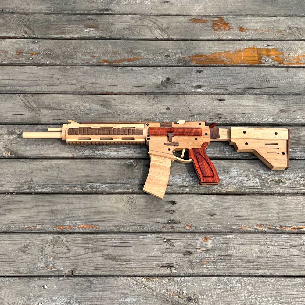 M416 Wooden Rubber Band Gun Model Kit - Tophatter Daily Deals