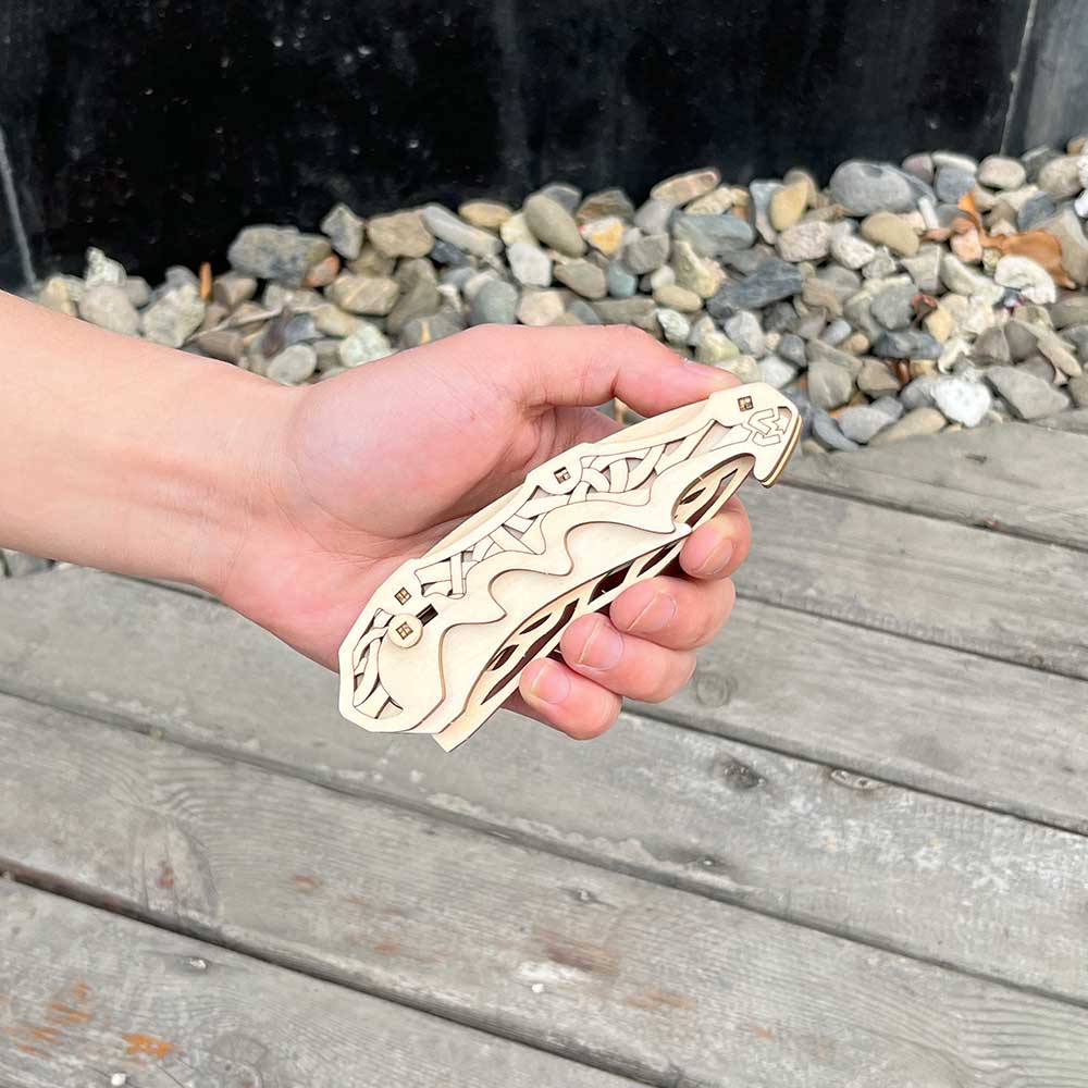 3D Folding Knife Puzzle Wooden Model Kit - Tophatter Daily Deals