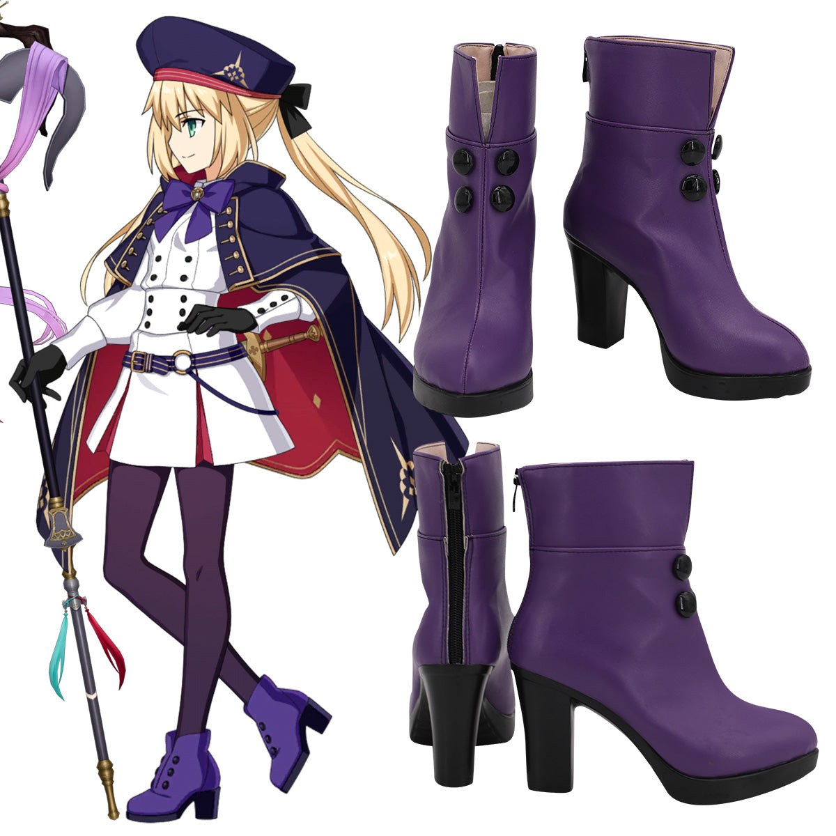 Fate Grand Order FGO Caster Artoria Pendragon Stage 2 Purple Cosplay Shoes Shoes/Boots - Tophatter Daily Deals