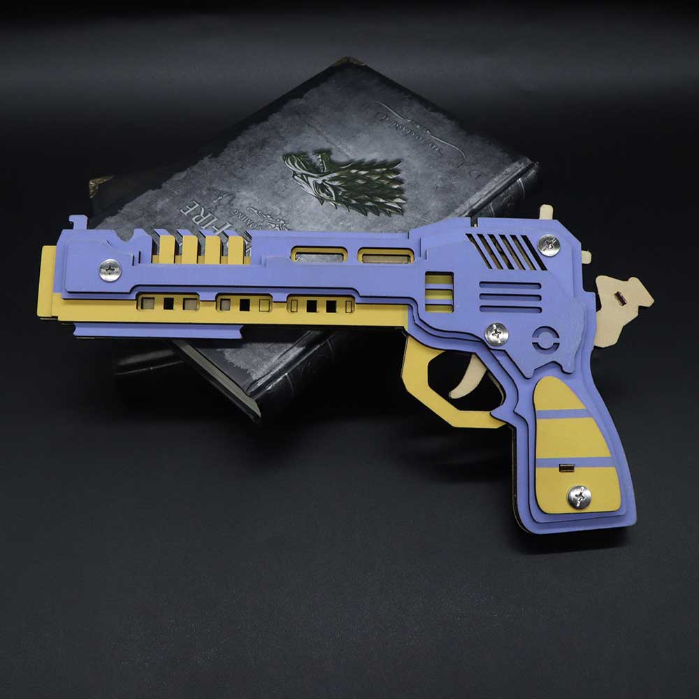 Battle Wolf 3D Gun Puzzle Wooden Rubber Band Gun Model Kit - Tophatter Daily Deals