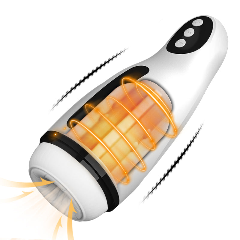 3-in-1 Heated Automatic Suction Vibrating Male Masturbator Cup with Realistic Oral Feel White Masturbation Cup - Tophatter Daily Deals