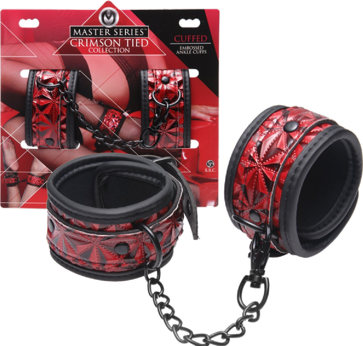 Crimson Tied Embossed Ankle Cuffs – Adjustable Bondage Accessories > Bondage Gear > Restraints - Tophatter Daily Deals