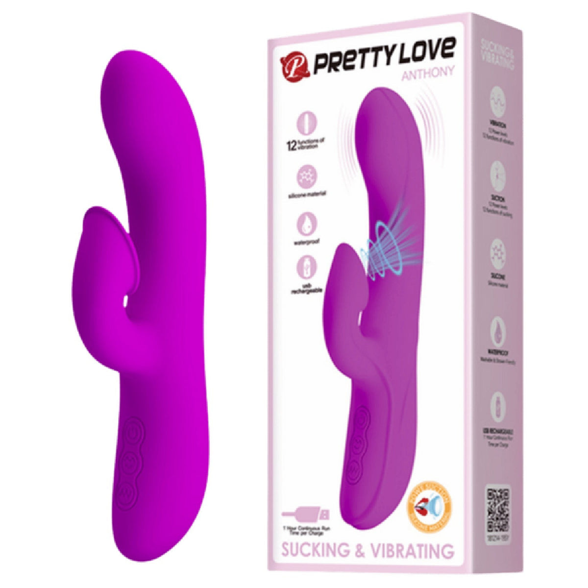 Rechargeable Anthony – Silicone Clit Suction Rabbit Vibrator With Curved Shaft And Thicker Tip > Vibrators > Ladies > Rabbit Multi - Tophatter Daily Deals