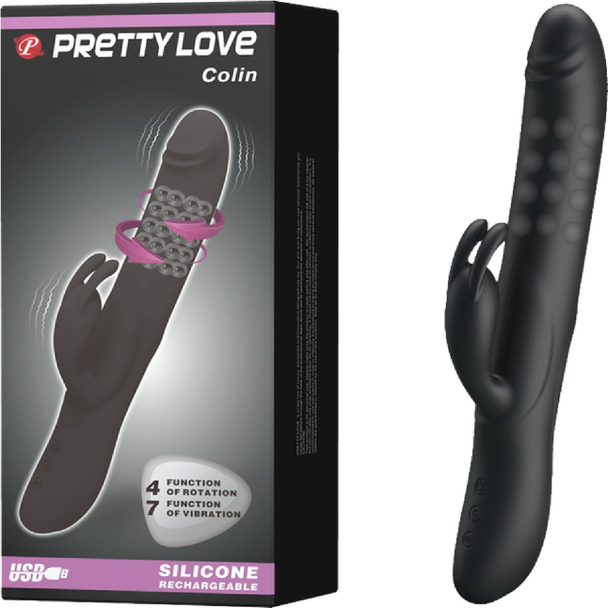 Pretty Love Rechargeable Colin Luxury Rechargeable Silicone Vibrator With Inflatable Head > Vibrators > Ladies > Rabbit Multi - Tophatter Daily Deals