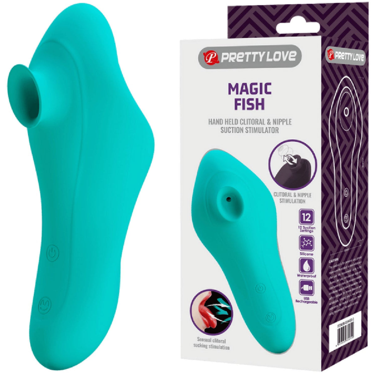 Pretty Love Magic Fish – Rechargeable Silicone 12 Function Clitoral Suction Stimulator > Sex Toys For Ladies > Clitoral Vibrators and Stimulators - Tophatter Daily Deals
