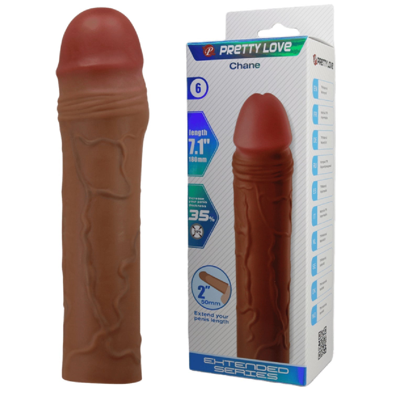 Chane 7.1 Inch Penis Extender Sleeve – Ultra Realistic Textured Sleeve > Sex Toys For Men > Penis Sleeves - Tophatter Daily Deals