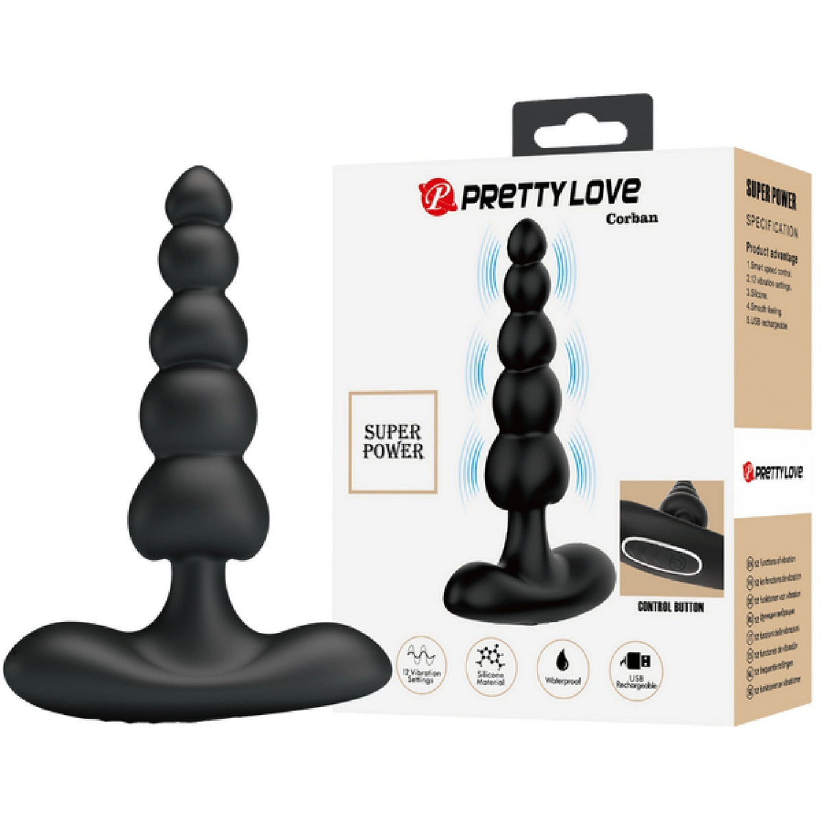 Corban Rechargeable Butt Plug – Flexible Graduated Anal Beads Sex Toy > Anal Range > Vibrating Butt Plugs - Tophatter Daily Deals