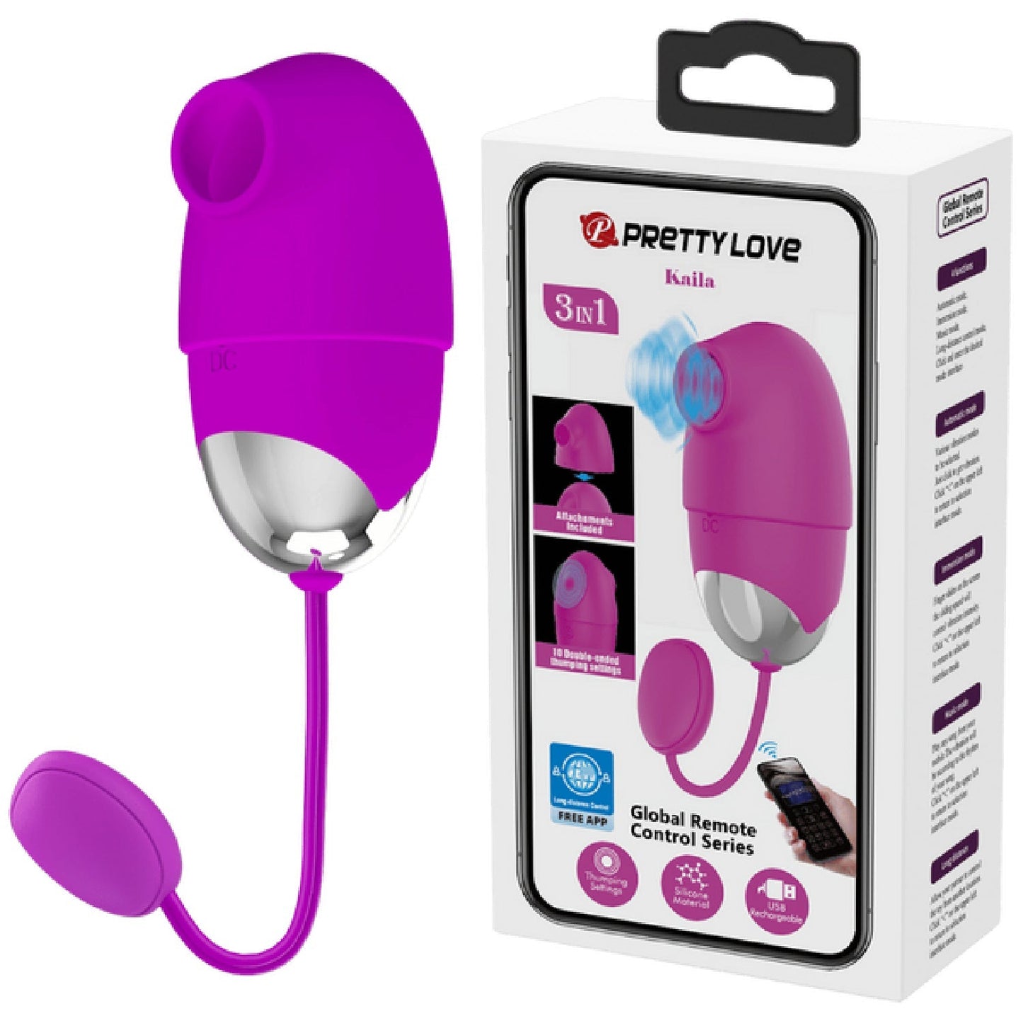 App Control Kaila – Remote-Controlled Vibrating Egg with Removable Sleeve > Sex Toys For Ladies > Vibrating Eggs - Tophatter Daily Deals
