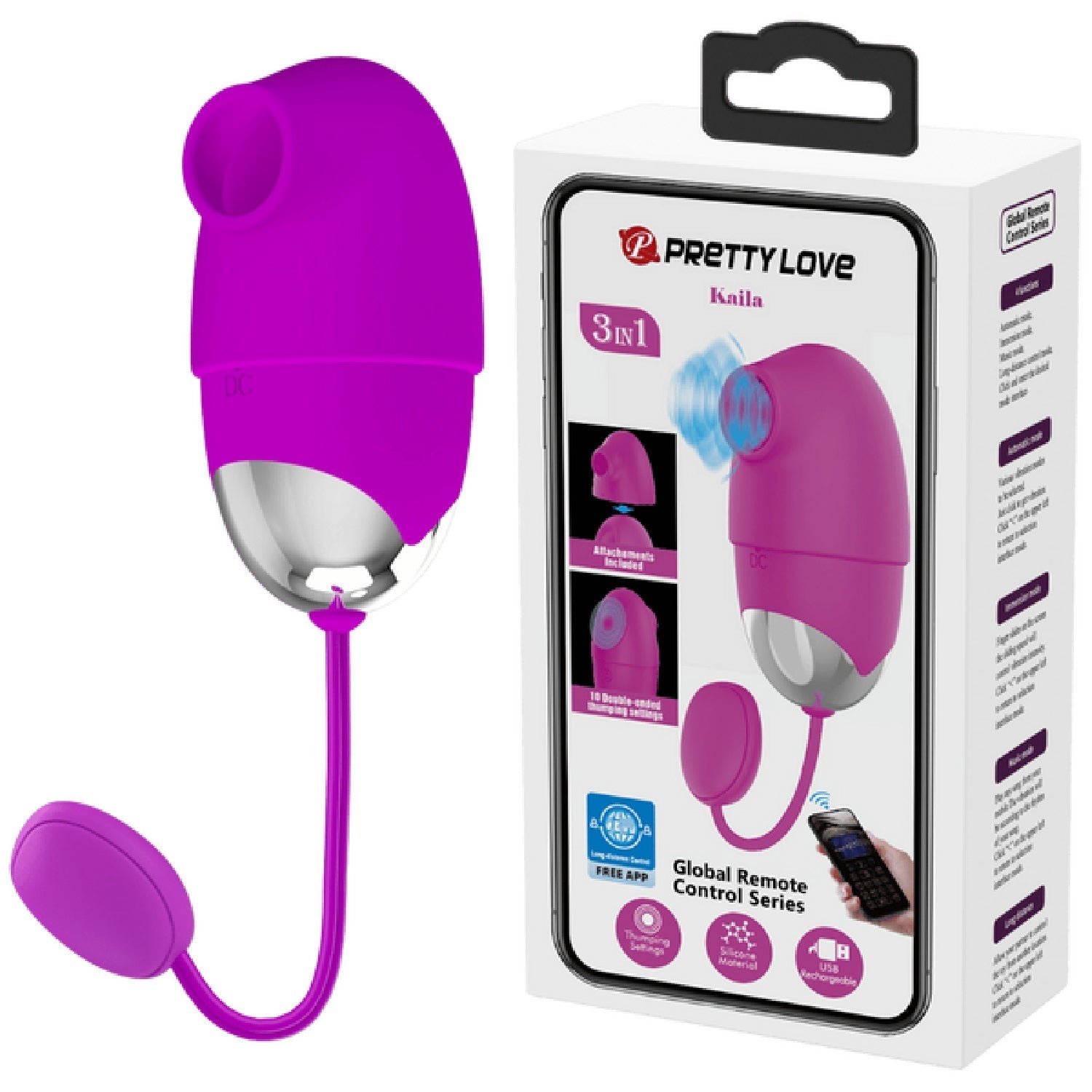 App Control Kaila – Remote-Controlled Vibrating Egg with Removable Sleeve > Sex Toys For Ladies > Vibrating Eggs - Tophatter Daily Deals