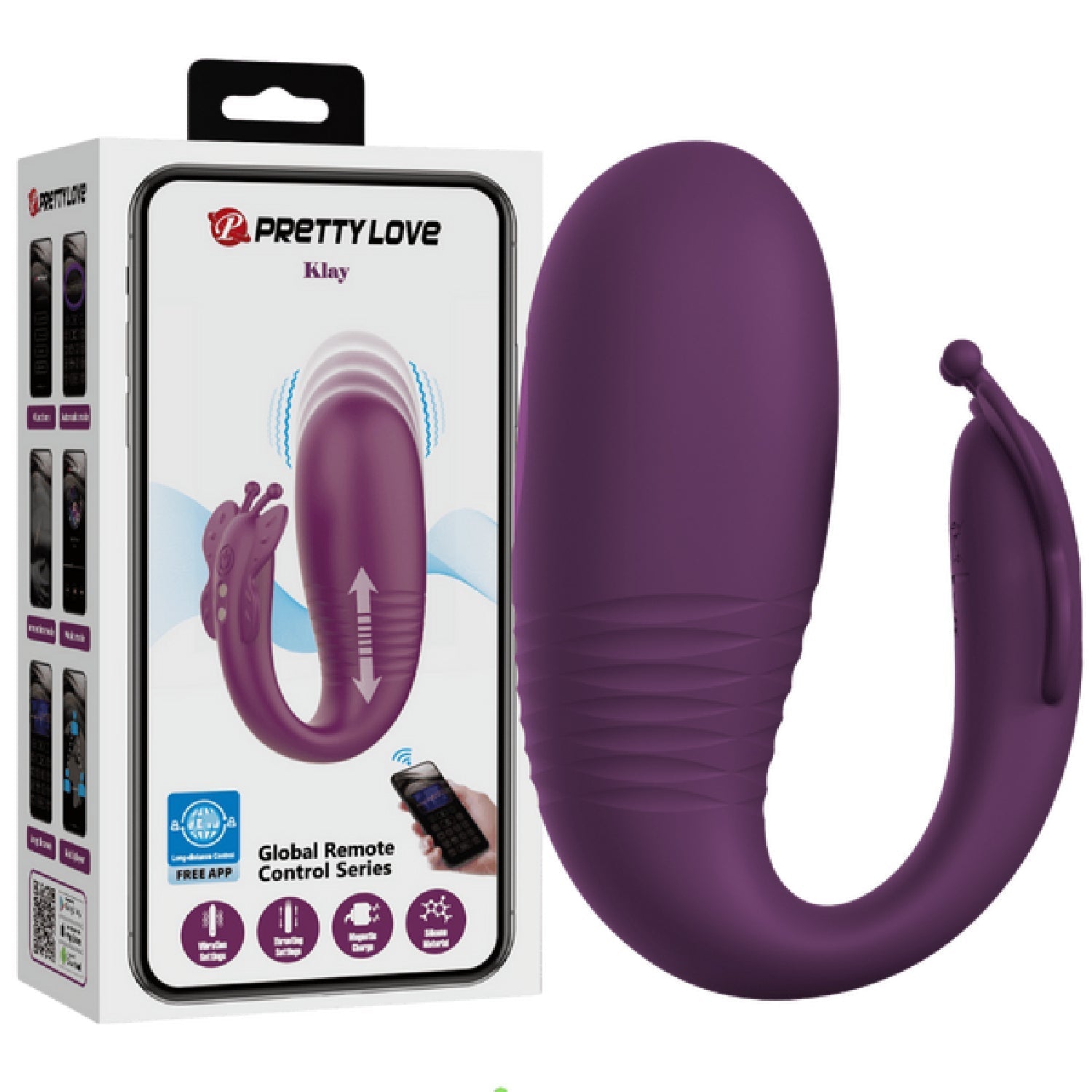 Prettylove Klay Byzantium – App Control Silicone Thrusting Egg Vibrator > Sex Toys For Ladies > Clitoral Vibrators and Stimulators - Tophatter Daily Deals
