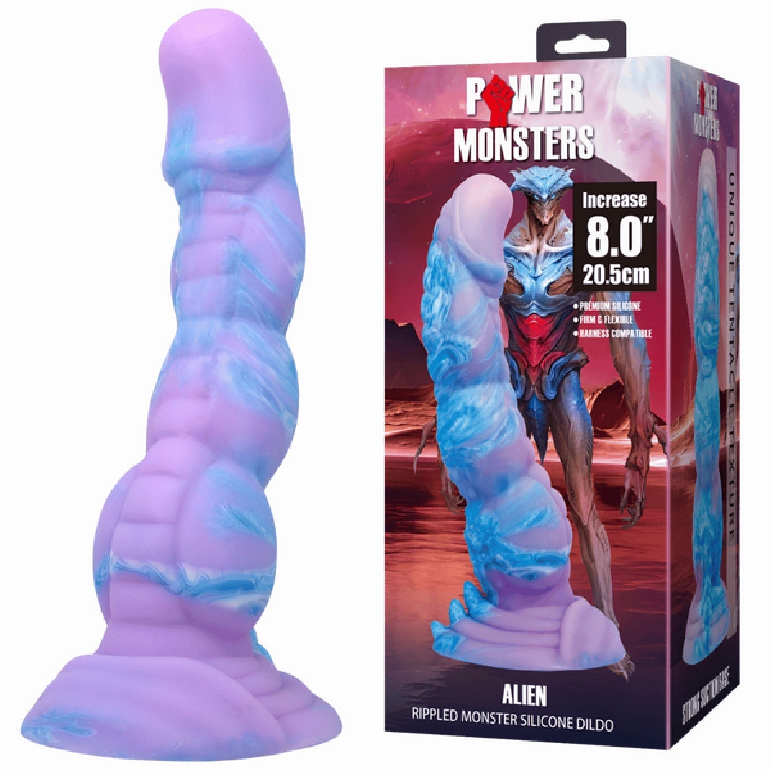 Alien 8 Inch Monster Dildo – Ribbed Texture with Suction Base > Dildos > Fantasy - Tophatter Daily Deals